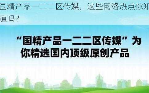 国精产品一二二区传媒，这些网络热点你知道吗？