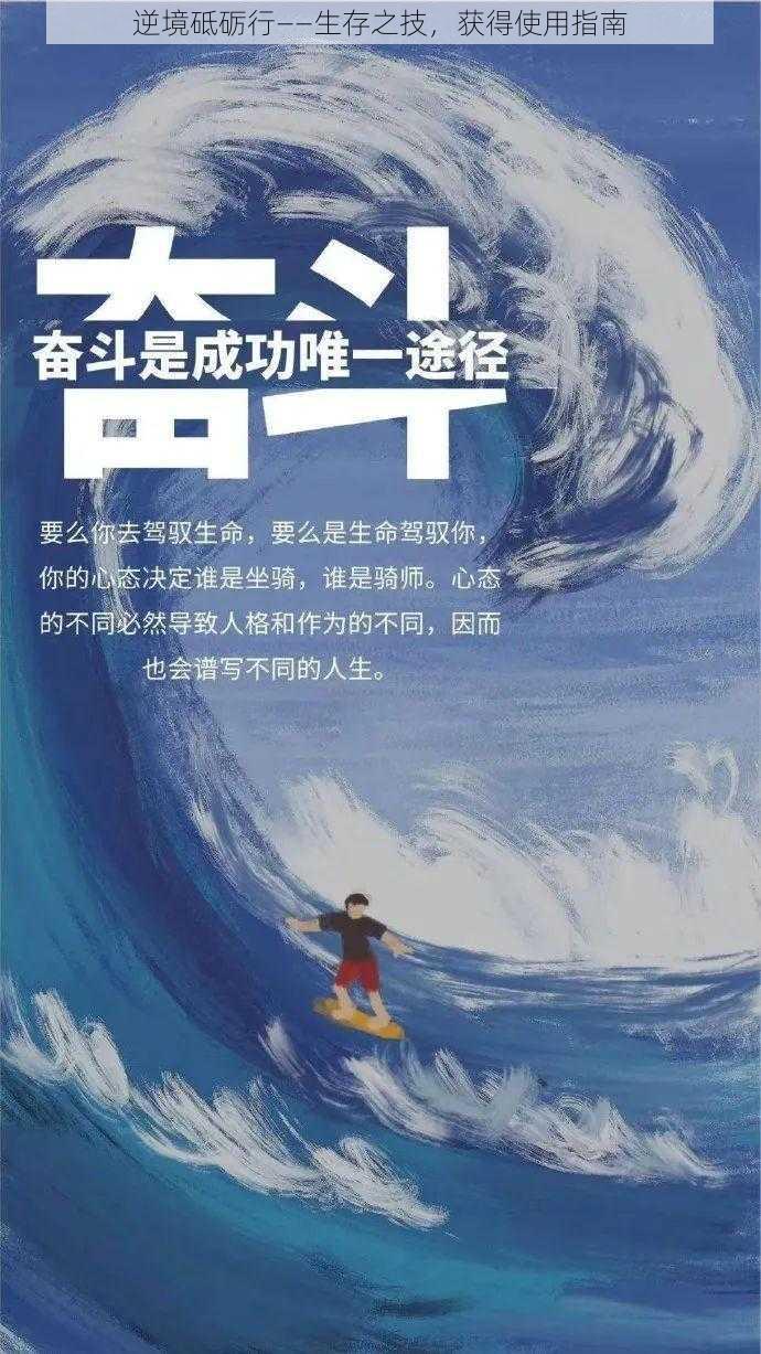 逆境砥砺行——生存之技，获得使用指南